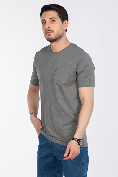 BARRELS AND OIL T-Shirt with Chest Pocket - A.Khaki