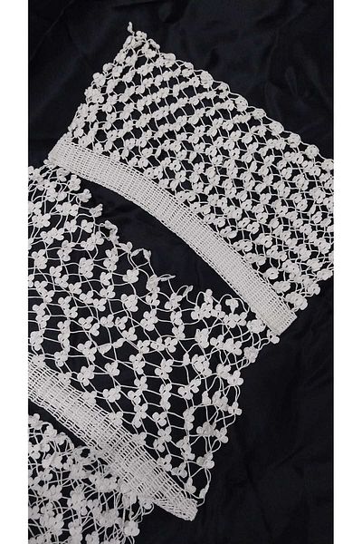 Papatyam Hand Knitted Crochet 3 Pieces (35X21 Flush) 1 Piece (30X16 Cotton) Pillow Head Handcrafted Lace/Dowry Lace/