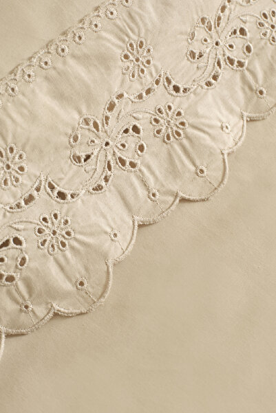 Karaca Home Carmello Brodeli 100% Cotton Double Duvet Cover Set Beige