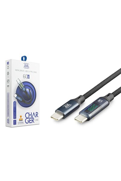 Subzero CL150 60W PD Type-C Type-C Led Göstergeli Hasır Hızlı Şarj Data Kablosu