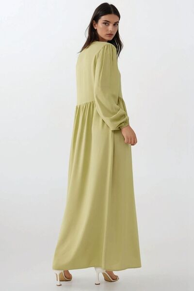 Hiccup A-Form Fit and Crew Neck Modest Textured Dress