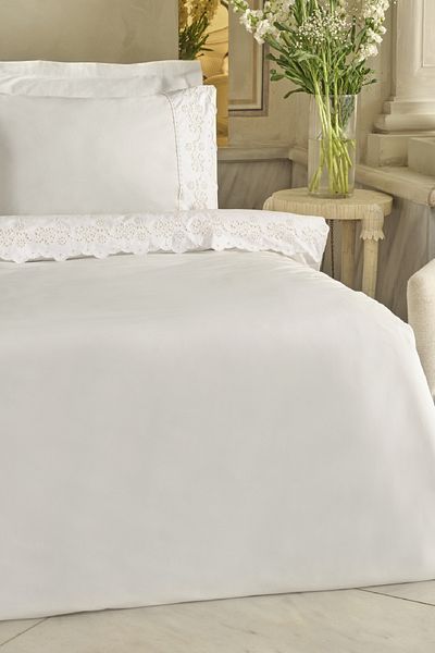 Karaca Home Carmello Brodeli 100% Cotton Double Duvet Cover Set White