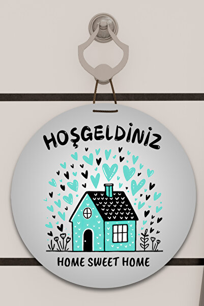 Dormot Home Decor pentru ușă cu imprimare digitală gri, cu model de casă alba...