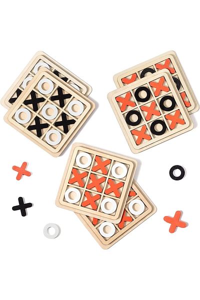 AWH 9 Pcs Wooden Tic Tac Toe Game Set – Classic XO Puzzle & Strategy Board Game for All Ages