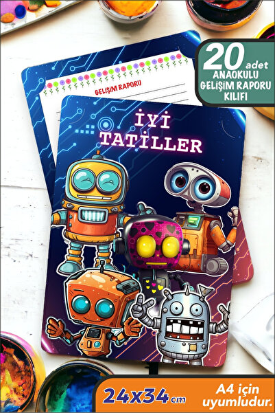 İstisna 20 Adet Robotlar Temalı Okul Öncesi A4 Anaokulu Ana Sınıfı Gelişim Ra...
