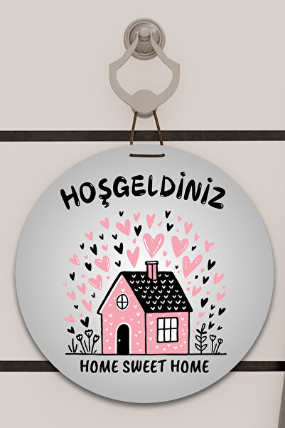 Dormot Home Decor pentru ușă cu imprimare digitală gri, roz cu model de inimă...