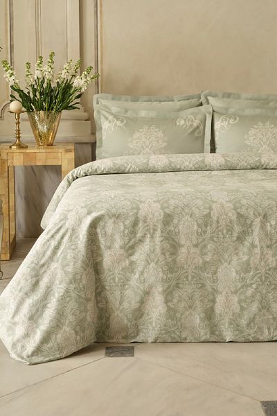 Karaca Home Set cuvertură de pilota Holly 80 fire 100% bumbac lepră covor mentă