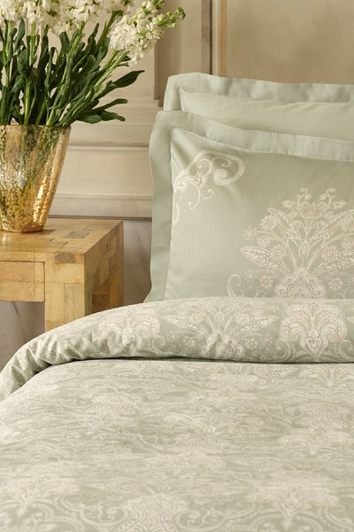 Karaca Home Set cuvertură de pilota Holly 80 fire 100% bumbac lepră covor mentă