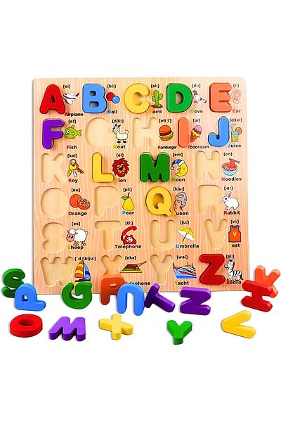 AWH Wooden Alphabet Puzzle Board – ABC Learning Jigsaw Toy for Toddlers, Preschool Boys & Girls