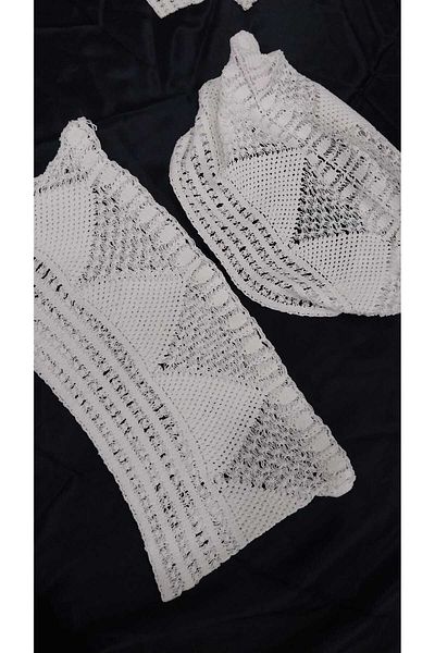 Papatyam Hand Knitted Crochet 2 Pieces (35X20) Pillow Head Lace Handcrafted Lace/Vintage/Dowry Lace/Cotton