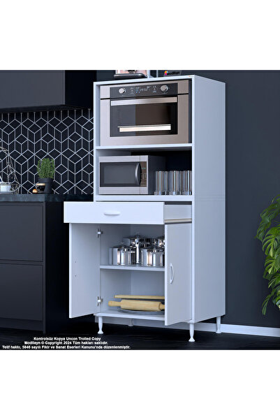 Modilayn MODİLAYN XXXL-BİRCE LİNA MİNİ MİDİ MİKRODALGA FIRIN DOLABI 80x162,4x48 cm 1 ÇEKMECE 2 KAPAK 4 GÖZ