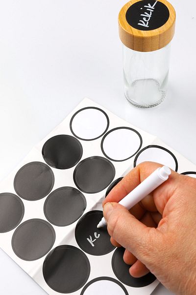 Porselen Diyarı 6-Piece Round Glass Spices Jar with Writable Label Pen Gift