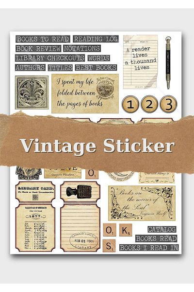 One Little Happiness Vintage Sticker Set Suitable for Planner Agenda Bullet Journal