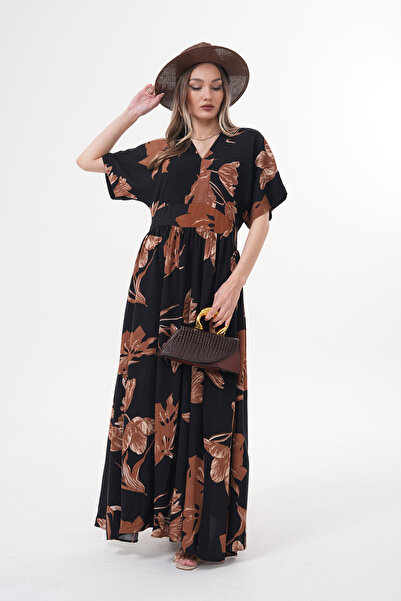 NAVY Φόρεμα με λαιμόκοψη V Με φλοράλ μοτίβο άνοιγμα Βισκόζη