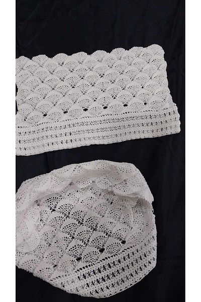 Papatyam 2Pcs Hand Knitted Crochet (30X18) Pillow Head Lace/Takes Vintage/Dowry Lace Set