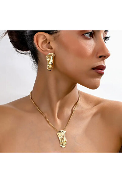 SE Jewellery Collection Selin Ersoy Gold İnsan Yüzü Figürlü Kadın Kolye Küpe ...