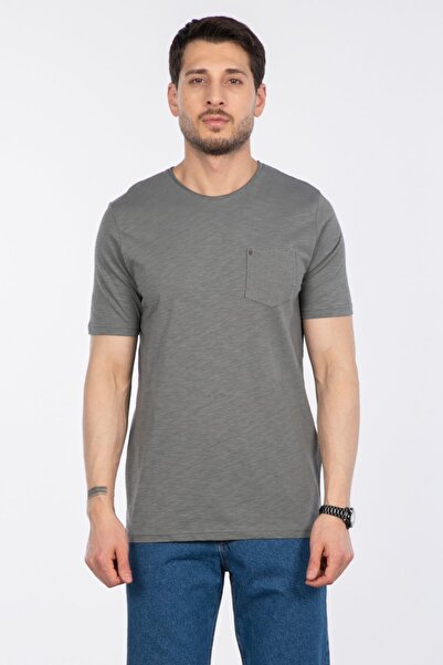 BARRELS AND OIL T-Shirt with Chest Pocket - A.Khaki