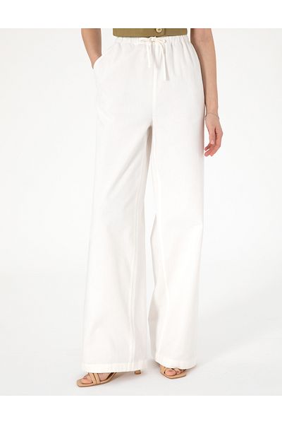 Pierre Cardin White High Waist Loose Fit Trousers 50313136-Vr013