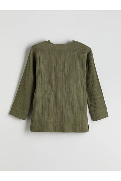 LC Waikiki Lcwaikiki Classic Khaki Double Breasted Collar Textured Women's Kimono