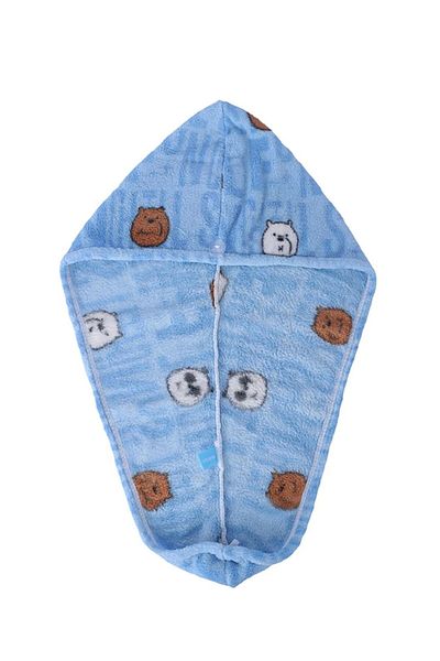 Miniso We Bare Bears Licensed Printed Hair Towel - Blue