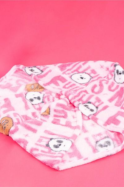 Miniso We Bare Bears Licensed Printed Hair Towel - Pink