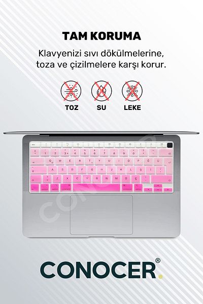 CONOCER حافظة واقية لجهاز Macbook Air 2020 13 Inc M1 A2337 / A2179 متوافقة مع لوحة المفاتيح التركية Q