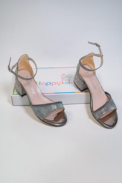 BUTİKHAPPYKİDS Pantofi de seară pentru fetiță, cu dungi, piatră de apă, platină, pentru absolvire, cu tocuri de nuntă, pantofi de seară pentru copii