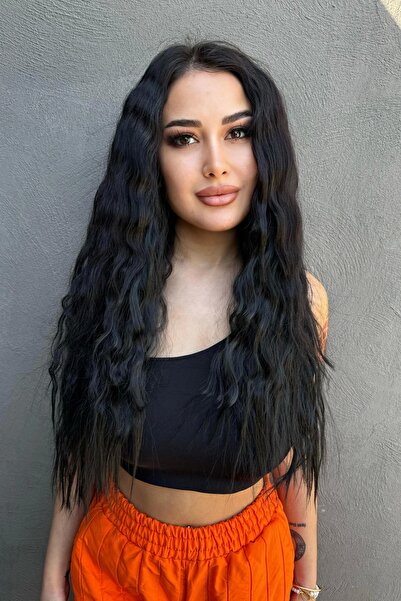 TakıDolabı Isıya Dayanıklı Yıkanabilir Yarımay ÇıtÇıt Saç Siyah-Dalgalı-60Cm-...