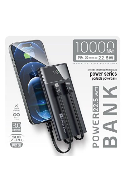 Subzero PR150 10.000 Mah Kablolu Led Ekranlı 22.5W Hızlı Powerbank