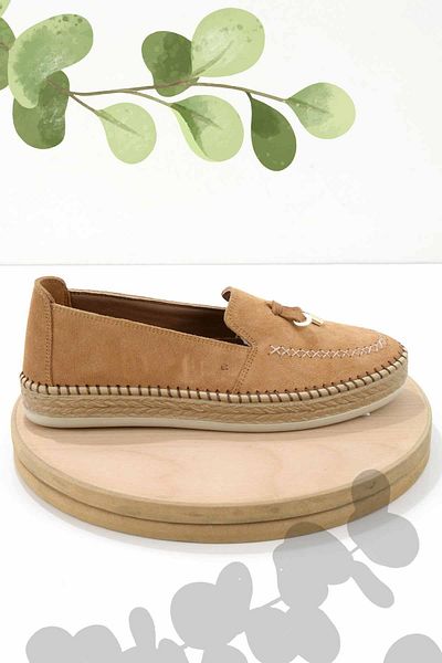 Bambi Damen-Espadrille aus echtem Leder, hellbraunes Wildleder – K 01300305502