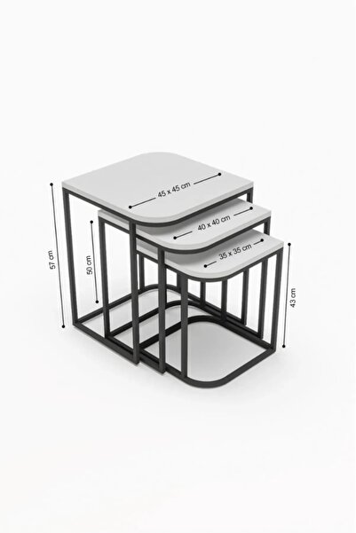 GOLDFALEZ Zigon Sehpa Damla Gold Beyaz