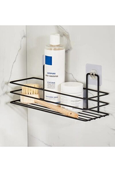 KapKacakAl Siyah Yapışkanlı Çok Amaçlı Banyo Düzenleyici Rafı Duş Organizeri Mutfak Rafı
