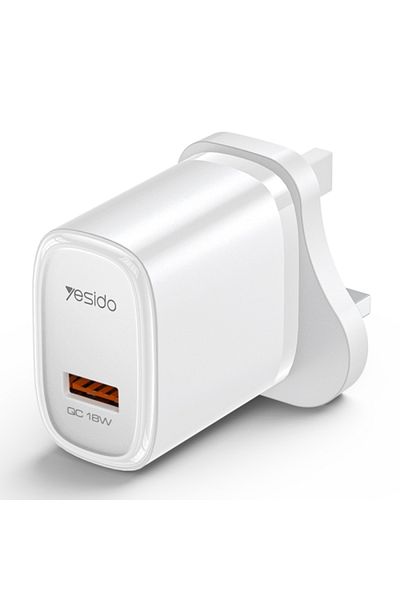 Yesido YC85 PD 18W USB Fast Charger, Specification:UK Plug(White)