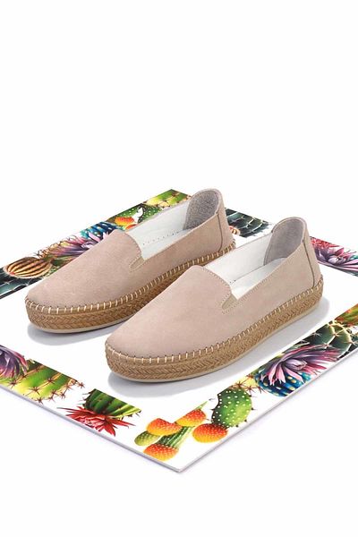 Bambi Bézs velúr valódi bőr női Espadrille K 01281020002