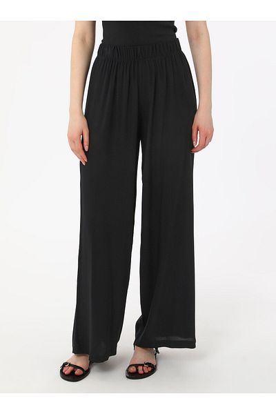 Refka Viscose Trousers with Elastic Waist - Black - Refka