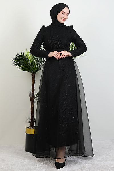Giza Giyim Alara Hijab βραδινό φόρεμα μαύρο