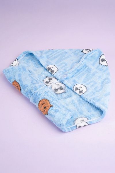 Miniso We Bare Bears Licensed Printed Hair Towel - Blue