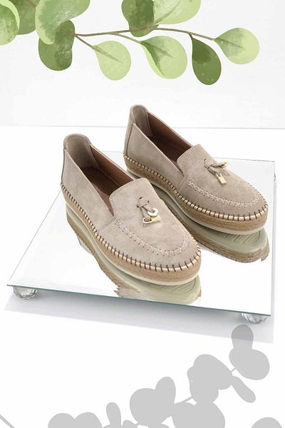 Bambi Espadrille für Damen aus Nerz-Wildleder und echtem Leder K01300305502