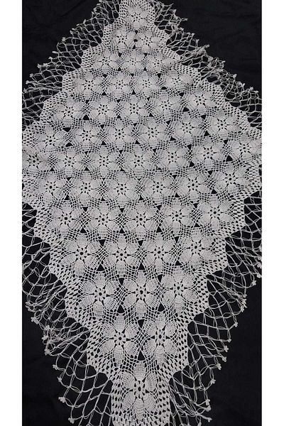 Papatyam Hand Knitted Crochet 1 Piece(105X70) Diamond Shaped Coffee Table Cover Lace/Vintage/Dowry Lace/Floss Thread