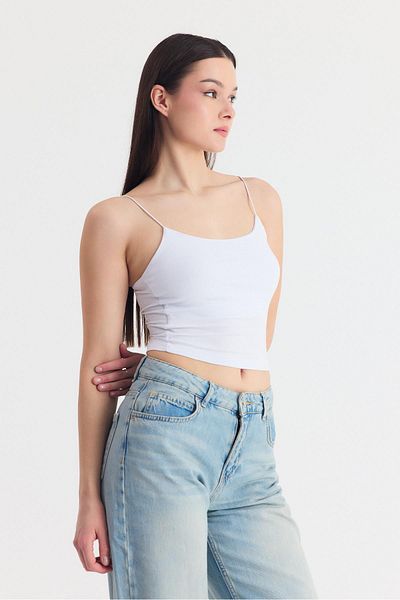 Rays White Thin Strap Fitted Basic Undershirt 947