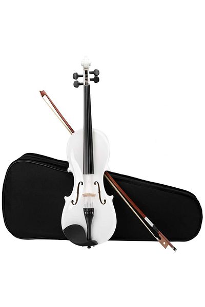 Depox Ideallstore® Wooden Classical Violin, Size 4/4, Two Bows, White, Case Included