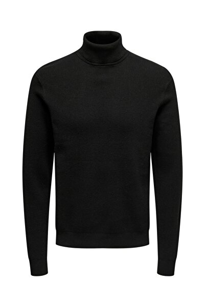 Only & Sons Чоловічий чорний светр Onsphil Reg 12 Struc Roll Neck Knit 22023202
