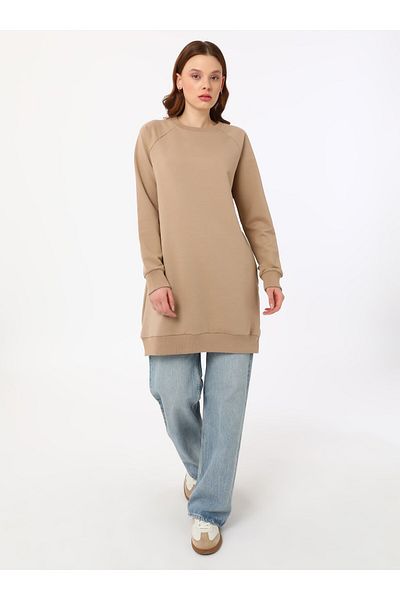 Benin Μακρύ φούτερ Crew Neck - Μπεζ - Μπενίν