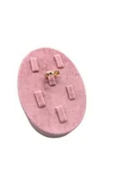 MeGass Dekor Domestic Production Suede Fabric Pink Color Multiple Claws Ring Display Accessory
