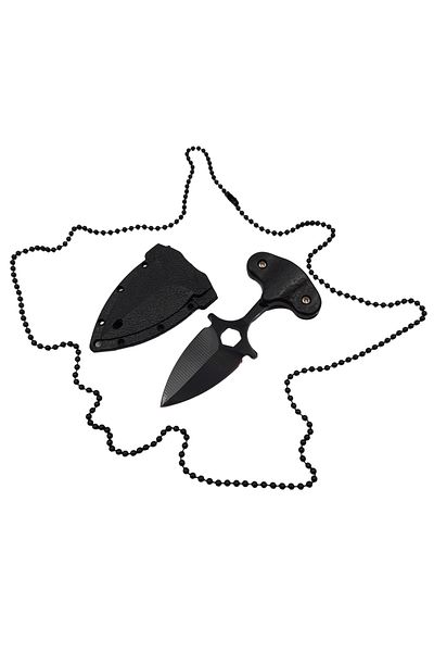 Depox Cuțit tactic de vânătoare IdeallStore®, Special Force, 8 cm, negru, teacă cu lanț inclus
