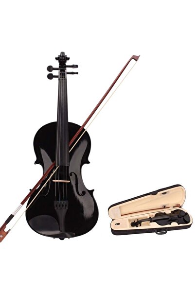 Depox Classical wooden violin, 3/4, case included, black