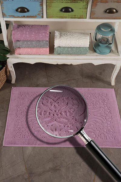 VAROL 2 Pieces Gramaged Jacquard Foot Towel Mat