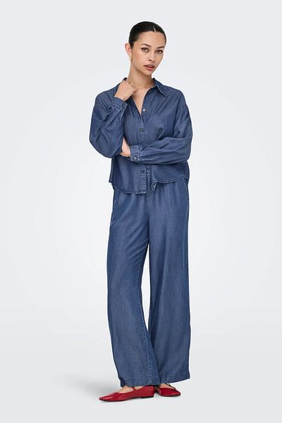 ONLY Pantaloni de damă cu detaliu de buzunar, talie elastică 15337938 bleumarin