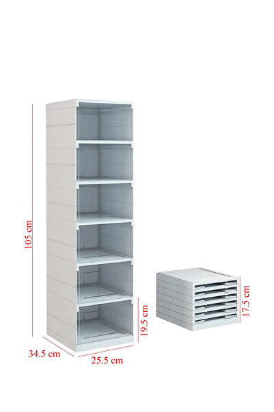 Comprox Katlanabilir Ayakkabılık, 6'lı Taşınabilir Ayakkabılık, Plastik 6 Raflı Ayakkabılık