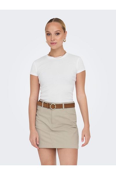 ONLY Onleliña S/s O-neck Short Top Jrs Noos Γυναικεία Λευκή Μπλούζα - 15320229